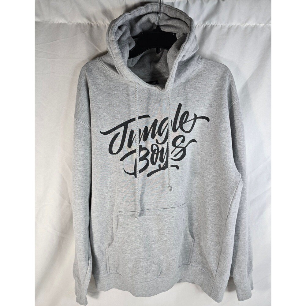 Jungle Boys Stacked Logo Graphic Gray Hoodie Pullover Streetwear Size Large